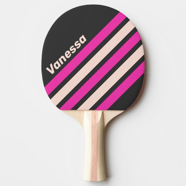 Retro Bubblegum Sneda Ränder med Namn Pingisracket (Framsidan)