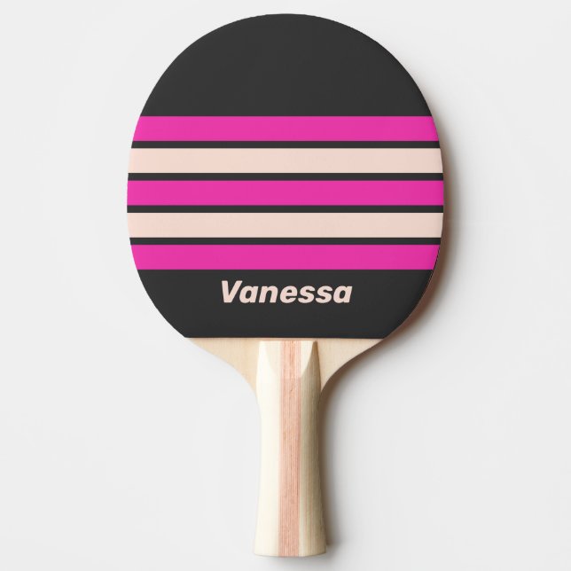 Retro Bubblegum Tvärstripad med namn Pingisracket (Framsidan)