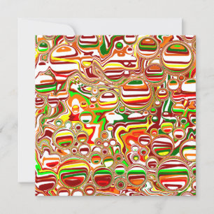 Retro Bubbles Digital Art Black Kort