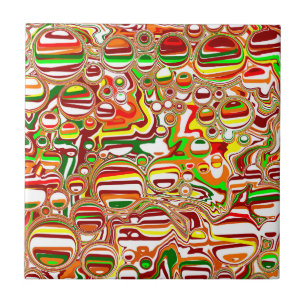 Retro Bubbles Digital Art Kakelplatta