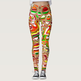 Retro Bubbles Digital Art Leggings