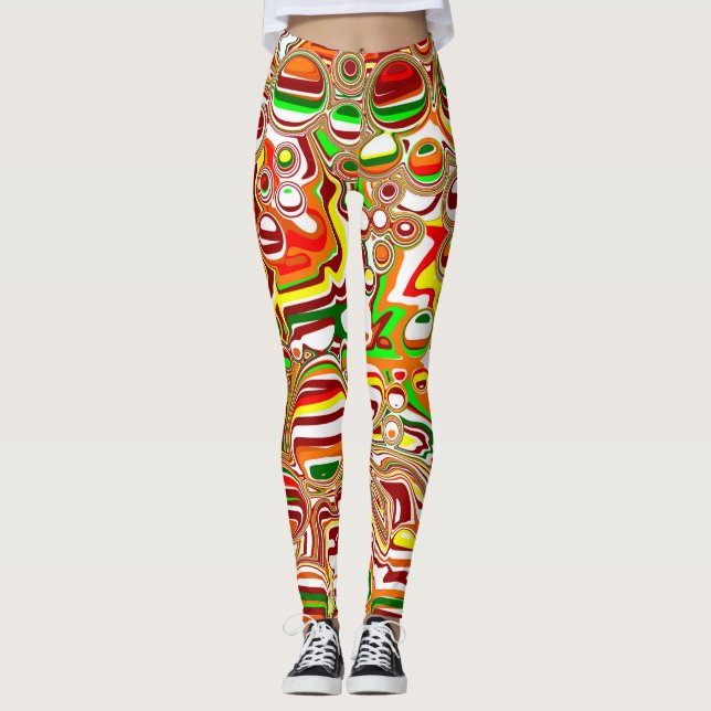 Retro Bubbles Digital Art Leggings (Framsida)