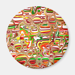 Retro Bubbles Digital Art Magnet