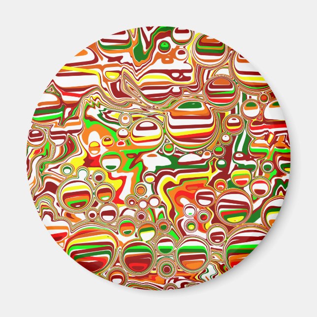 Retro Bubbles Digital Art Magnet (Framsidan)