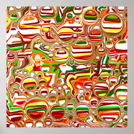 Retro Bubbles Digital Art Poster