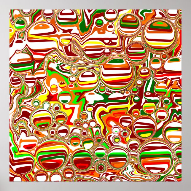 Retro Bubbles Digital Art Poster (Framsidan)