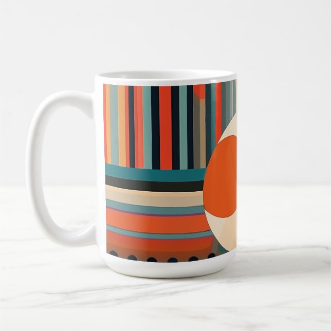Retro Bubblor Cirklar och Ränder 338 Kaffemugg (Vänster)