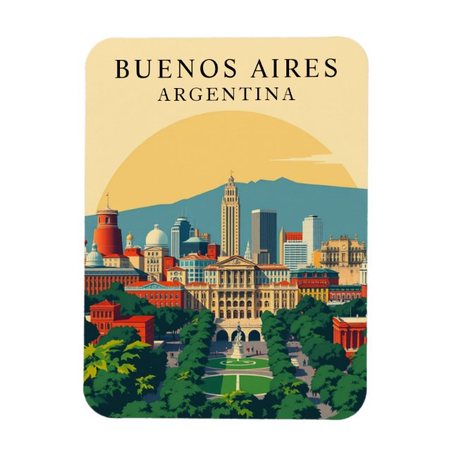 Retro Buenos Aires Argentina Travel Souvenir Magnet (Vertikal)