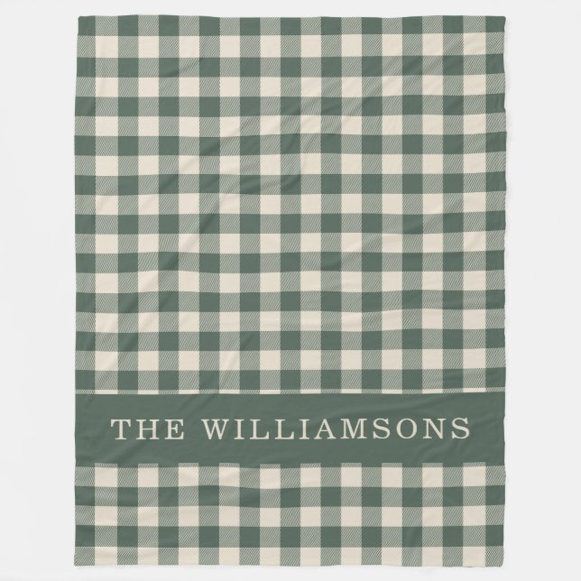 Retro Buffalo Play Forest Grönt Personlig Namn Fleecefilt (Framsidan)