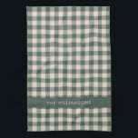 Retro Buffalo Play Forest Grönt Personlig Namn Kökshandduk<br><div class="desc">Personlig Retro Buffalo Play Tartan Mönster Forest Grönt Kitchen Towel</div>