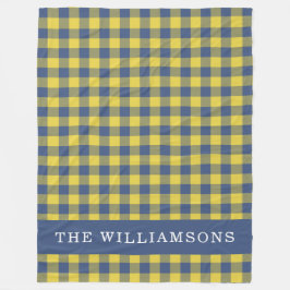 Retro Buffalo Play Gult Blue Personlig Namn Fleecefilt