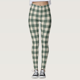 Retro Buffalo Play Tartan Mönster Forest Grönt Leggings