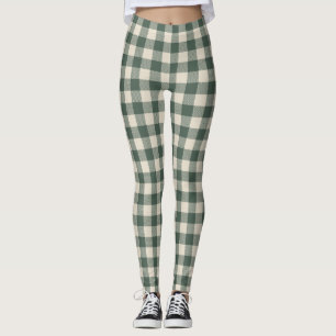Retro Buffalo Play Tartan Mönster Forest Grönt Leggings