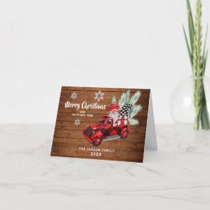 Retro Buffalo Red Lastbil Gnomes Rustic jul Kort