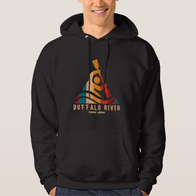Retro Buffalo River Kayaking Hoodie (Framsida)
