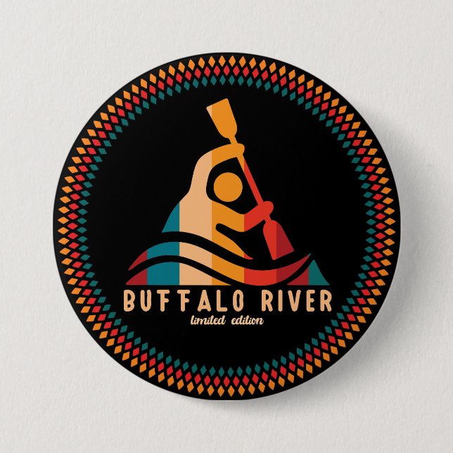 Retro Buffalo River Kayaking Knapp (Framsida)
