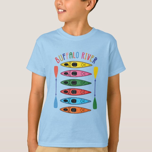 Retro Buffalo River Kayaking T Shirt (Framsida)