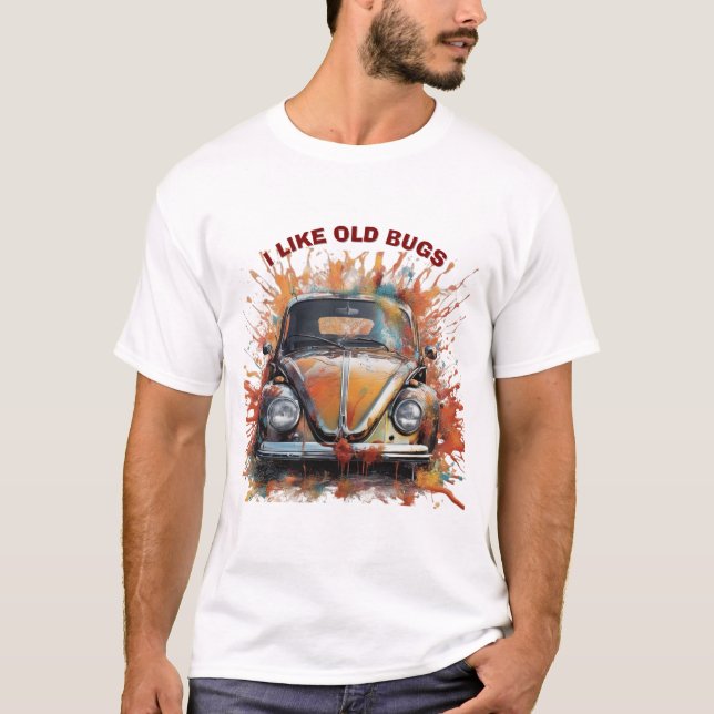 Retro Bug – Vintage Car Splash Art T Shirt (Framsida)