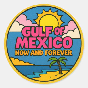 Retro Bukt i Mexico Beach-sommaren Runt Klistermärke