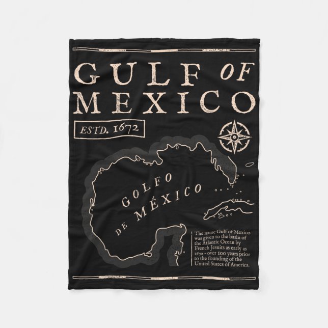 Retro Bukt i Mexiko 1672 Karta Fleecefilt (Framsidan)
