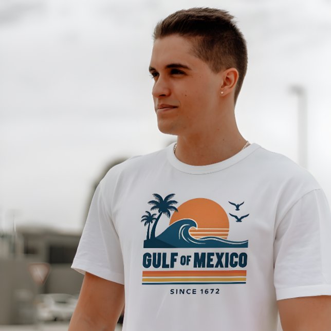Retro Bukt i Mexiko sedan 1672 White T Shirt (Retro Gulf of Mexico Since 1672 White T-Shirt.)