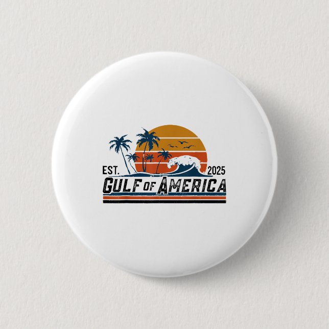 Retro Bukt i USA Est 2025 Beach Summer Knapp (Framsida)