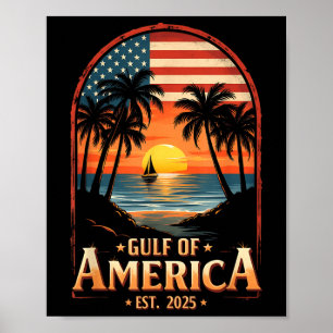 Retro Bukt of USA Est 2025 Flagga Coastal VI Poster