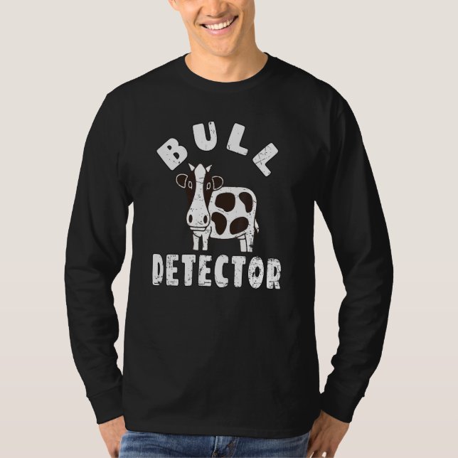 Retro Bull Detector   Fun B S  Bull Cow Joke T Shirt (Framsida)