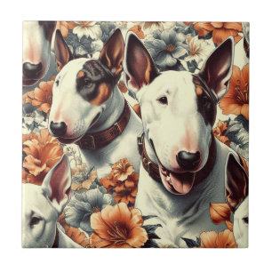Retro Bull Terrier Sömlös målning Kakelplatta