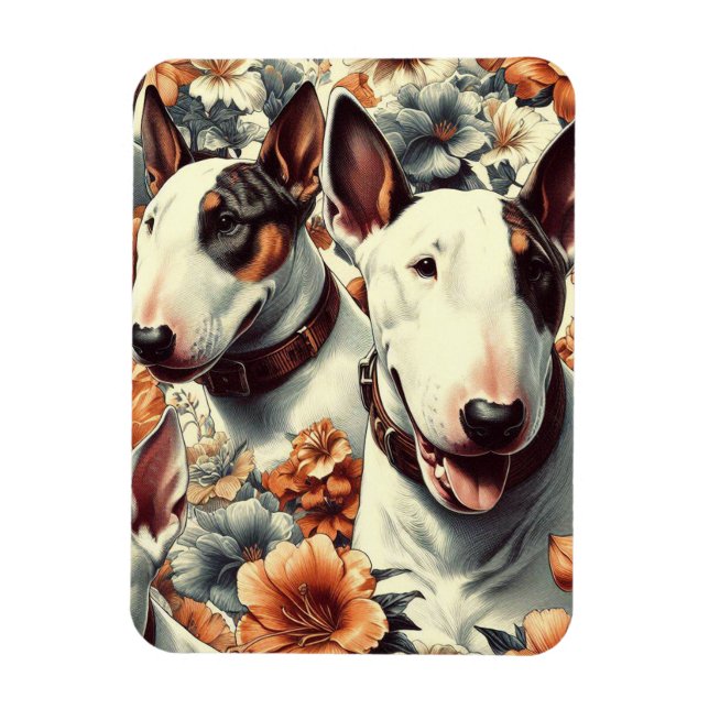 Retro Bull Terrier Sömlös målning Magnet (Vertikal)