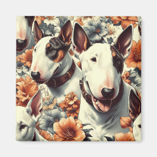 Retro Bull Terrier Sömlös målning Magnet