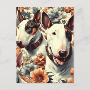 Retro Bull Terrier Sömlös målning Vykort