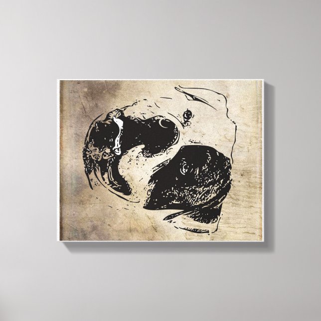 Retro Bulldog Ansikte Gift | Speciell nutid Canvastryck (Framsida)