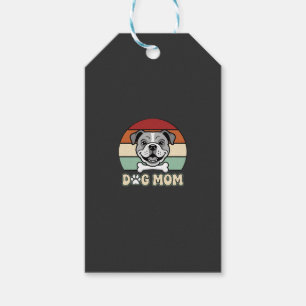 Retro Bulldog Hundmamma Vektor Presentetikett