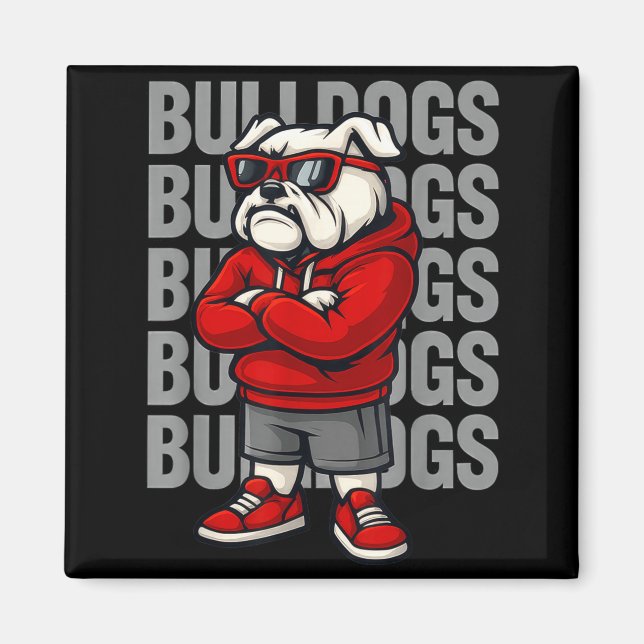 Retro Bulldogs Gift For Men Women Boys Girls Kids  Magnet (Framsidan)