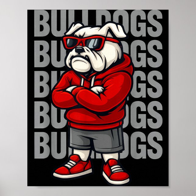 Retro Bulldogs Gift For Men Women Boys Girls Kids  Poster (Framsidan)