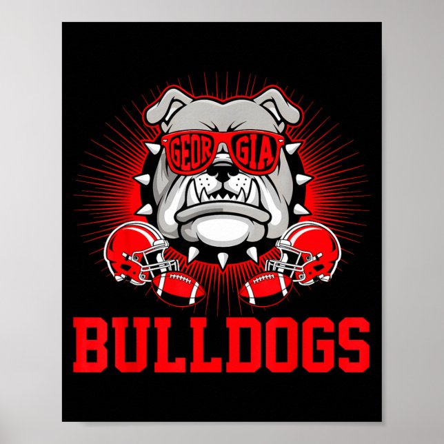 Retro Bulldogs Tees Cute Bulldogs Men Women Boy Ki Poster (Framsidan)