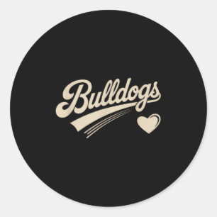 Retro Bulldogs Vintage Heart För Män Kvinnor Barn Runt Klistermärke