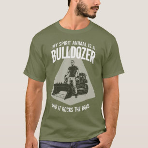 Retro Bulldozerförare Silhuett Minimalistisk Grön T Shirt