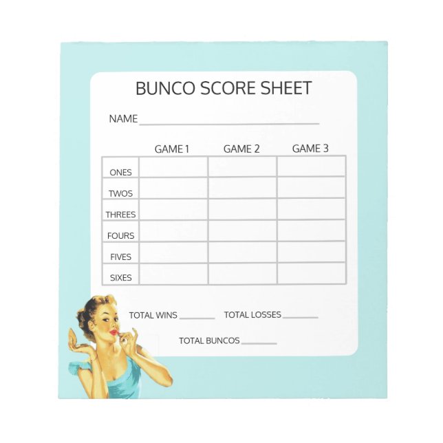 Retro Bunco Game Score Pad Anteckningsblock (Framsida)