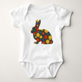 Retro bunny kanin med orange och gula blommor t shirt