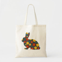 Retro bunny kanin och blommor tygkasse