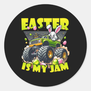 Retro Bunny Påsk är min Jam Monster Truck Off-roa Runt Klistermärke