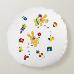 Retro Bunny Round Pillow Rund Kudde