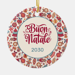 Retro Buon Natale Personlig Julgransprydnad Keramik