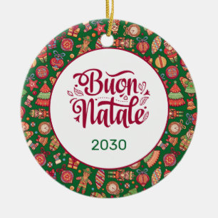 Retro Buon Natale Personlig Julgransprydnad Keramik