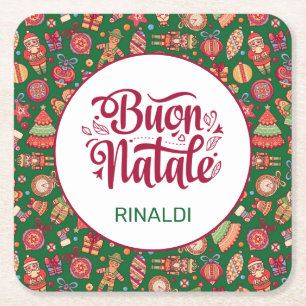 Retro Buon Natale Personlig Underlägg Papper Kvadrat