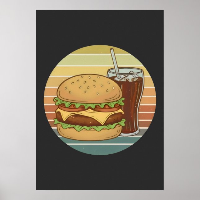 Retro burgare och cola. poster (Framsidan)