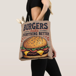 Retro Burger Älskare Vintage Typography Food Art Tygkasse