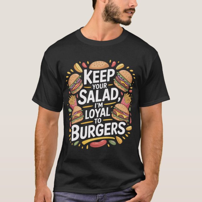 Retro Burger Lover Quote T-Shirt Design for Foodie (Framsida)